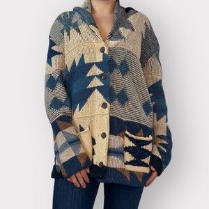 Vintage Polo Ralph Lauren Cotton Southwestern Aztec Cardigan Sweater